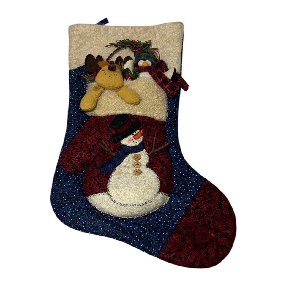 Snowman and friends Christmas Stocking EUC